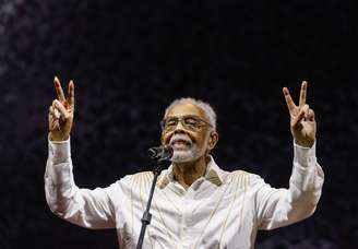 O cantor Gilberto Gil em show no Allianz Parque, em São Paulo