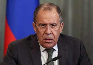 <p>O ministro das Relações Exteriores russo, Sergei Lavrov, durante coletiva de imprensa, em Moscou, em 8 de abril</p>