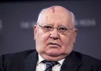 <p>Ex-presidente da União Soviética, Mikhail Gorbachev, durante evento sobre a Guerra Fria, em Nova York, em 2012;</p>