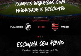 Ao anunciar venda de ingressos, site do Flamengo trocou escudo com o do rival Vasco (Divulgação/ Twitter)
