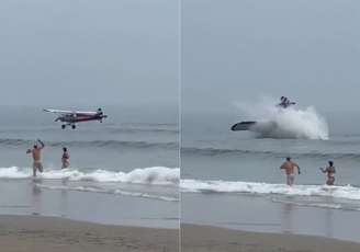 Avião cai em praia nos EUA