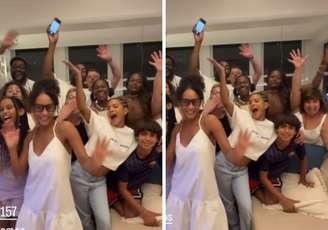 Taís Araújo se reúne com Bella Campos e familiares para jantar