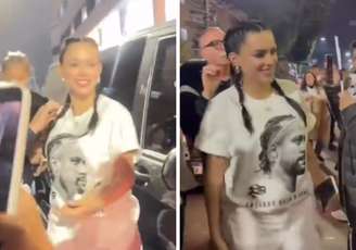 Bruna Biancardi chega ao estádio para assistir jogo de Neymar