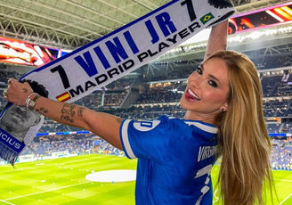 Virginia vai ao Santiago Bernabeu para assistir a jogo de Vini Jr pelo Real Madrid