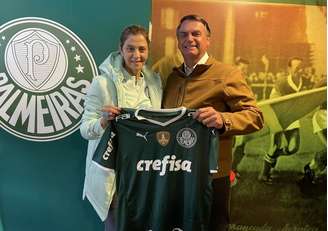 Leila Pereira recebeu Jair Bolsonaro no estádio do Palmeiras (Foto: Divulgação / Palmeiras)