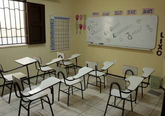Vista de uma sala de aula em escola da cidade de Fortaleza, no Ceará