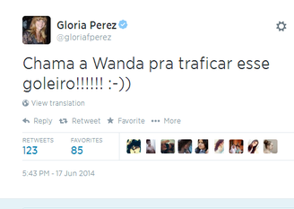 Gloria Perez brincou com atuação de goleiro mexicano no Twitter