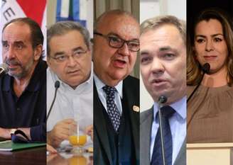 Candidatos à reeleição Alexandre Kalil (PSD/MG), Álvaro Dias (PSDB/RN), Rafael Greca (DEM/PR), Gean Loureiro (DEM/SC) e Cinthia Ribeiro (PSDB/TO).