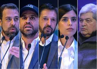 Guilherme Boulos, Pablo Marçal, Ricardo Nunes, Tabata Amaral e José Luiz Datena, candidatos à Prefeitura de São Paulo