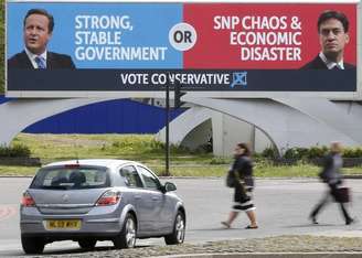 Painel com propaganda do Partido Conservador, em Londres.   06/05/2015