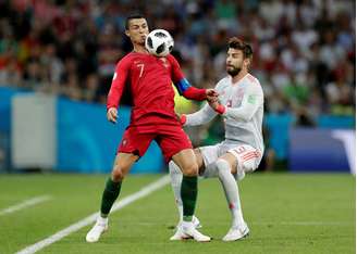 Cristiano Ronaldo em ação no jogo contra a Espanha