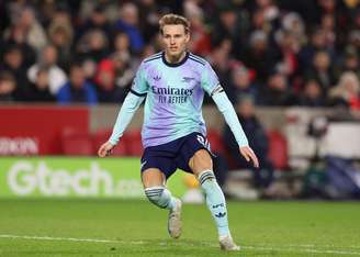 Martin Odegaard (Arsenal) durante jogo contra o Brentford, no dia 01.01.2025 