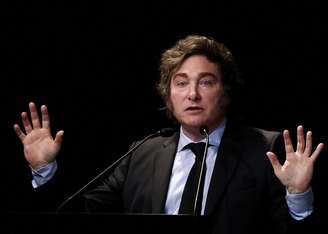 Presidente argentino, Javier Milei, discursa durante evento empresarial em Buenos Aires, Argentina
05/06/2024
REUTERS/Agustin Marcarian
