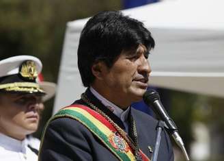 O presidente da Bolívia, Evo Morales, discursa durante a comemoração do "Dia do Mar" em La Paz. 23/03/2013