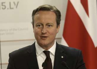 Premiê britânico, David Cameron, em Riga. 22/05/2015