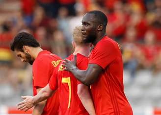 Lukaku comemora gol da Bélgica em amistoso contra o Egito vencido por 3 a 0