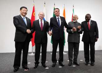 Líderes de países dos Brics durante encontro às margens da cúpula do G20 no Japão
28/06/2019
Sputnik/Alexey Nikolsky/Kremlin via REUTERS