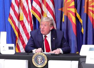 Presidente dos EUA, Donald Trump, durante participação em evento em Phoenix, Arizona 
05/05/2020
REUTERS/Tom Brenner
