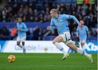 Erling Haaland (Manchester City) durante jogo contra o Leicester, no dia 29.12.2024 