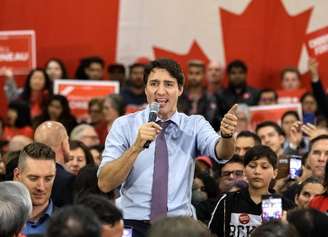 Justin Trudeau em ato de campanha em Vaughn, na província de Ontário