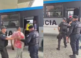 A PM usou um micro-ônibus para levar os guardadores irregulares de veículos para delegacias