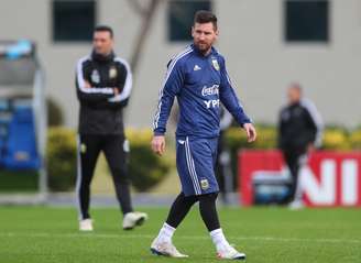Lionel Messi durante treino da seleção argentina para a Copa América