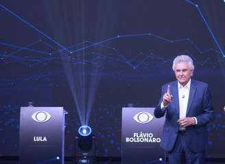 O candidato Ronaldo Caiado (PSD) durante o debate entre os candidatos à presidência da República nas eleições 2026