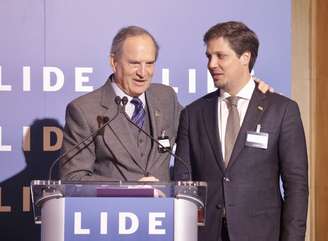 Luiz Fernando Furlan (Chairman do LIDE) e João Doria Neto (Presidente do Lide) durante conferência organizada pelo Lide, no Harvard Club, em Nova York, nos Estados Unidos 