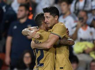 Lewandowski comemorou gol do Barcelona 