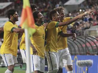 <p>Jogadores da Seleção Brasileira dominaram a partida</p>