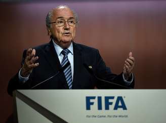 Joseph Blatter discursa durante o 65º Congresso da Fifa