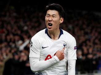 Son Heung-min comemora gol marcado pelo Tottenham contra o Manchester City pela Liga dos Campeões
09/04/2019 Action Images via Reuters/Paul Childs
