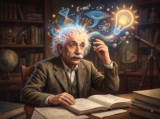 Imagem de Albert Einsten produzida por IA