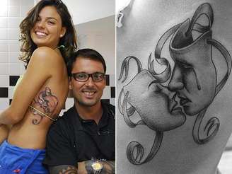 Isis Valverde tatuou seu amor pela arte de atuar na costela