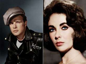 Os atores Marlon Brando e Elizabeth Taylor em fotos restauradas por Mads Madsen