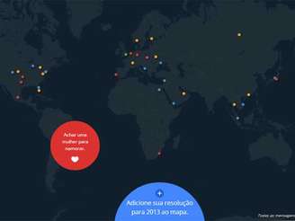 Mapa mostra as resoluções de Ano-Novo de usuários do Google ao redor do mundo