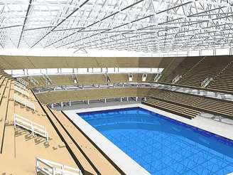Imagem de como ficará o Centro Aquático dos Jogos foi divulgada no Twitter da Empresa Olímpica Municipal
