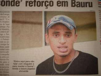 Suposta reportagem de um jornal de Bauru que Rodrigo se apresentava