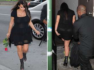 <p>Kim mostrou demais com vestido transparente na última semana</p>