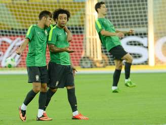 <p>Neymar e Marcelo são amigos próximos na Seleção Brasileira</p>
