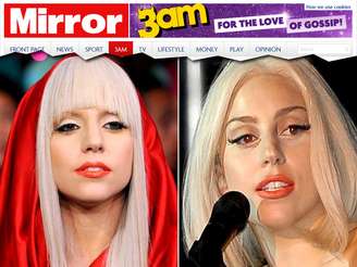 Foto de Lady Gaga antes e depois da suposta cirurgia no nariz
