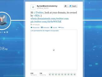 Hackers postaram mensagem afirmando que sequestraram domínio do Twitter