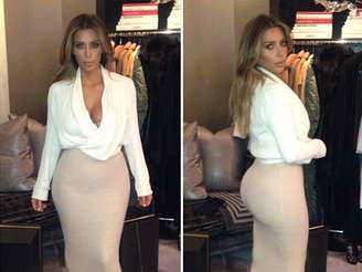 <p>Kim Kardashian não se cansa de exibir as curvas no Instagram</p>