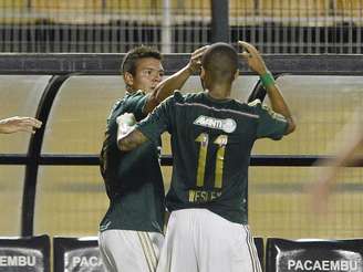 <p>Marquinhos Gabriel comemora primeiro gol com a camisa do Palmeiras</p>