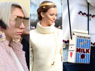 <p>Bolsas irreverentes e acessórios nos cabelos tiveram destaque na semana de moda de Paris</p>