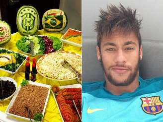 <p>O jantar de Neymar mais parece um banquete com vários tipos de salada</p>