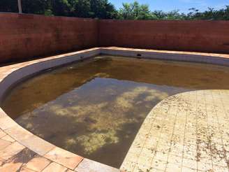 Piscina com grande acúmulo de água suja preocupou moradores