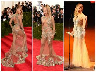 Beyoncé cobriu apenas as partes pudicas neste modelo Givenchy no MetGala, já a atriz pornô Mia Malkova recebeu o prêmio AVN, ligado à indústria em que atua, bem mais coberta que a cantora americana. Que coisa estranha, não?
