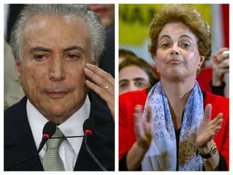 O presidente interino Michel Temer e a presidente afastada Dilma Rousseff