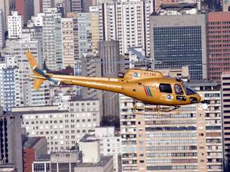 O antigo ‘Águia Dourada’, da Record TV, helicóptero que ganhou fama por ser usado em grandes coberturas jornalísticas 